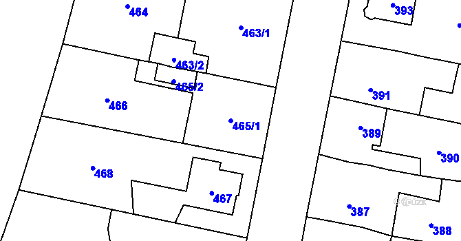 Parcela st. 465/1 v KÚ Mohelnice, Katastrální mapa