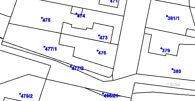 Parcela st. 476 v KÚ Mohelnice, Katastrální mapa