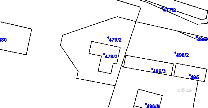 Parcela st. 479/3 v KÚ Mohelnice, Katastrální mapa