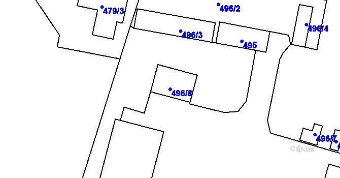 Parcela st. 496/8 v KÚ Mohelnice, Katastrální mapa