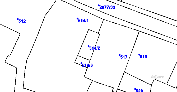 Parcela st. 514/2 v KÚ Mohelnice, Katastrální mapa