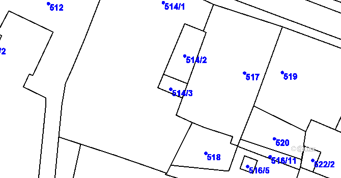 Parcela st. 514/3 v KÚ Mohelnice, Katastrální mapa