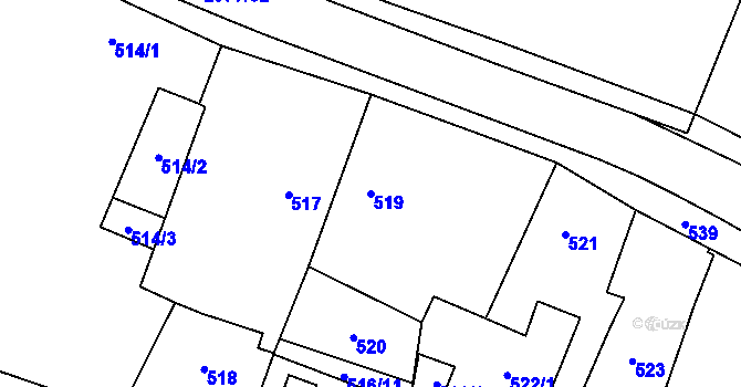 Parcela st. 519 v KÚ Mohelnice, Katastrální mapa