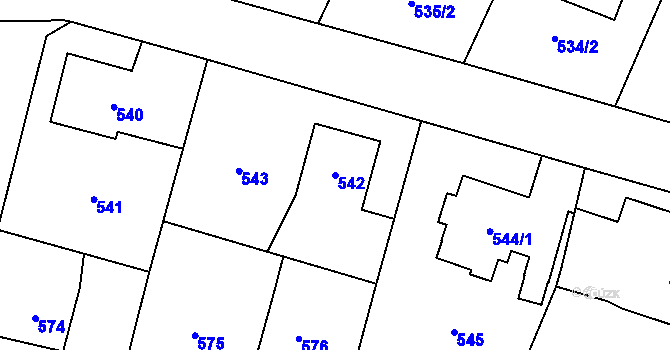 Parcela st. 542 v KÚ Mohelnice, Katastrální mapa