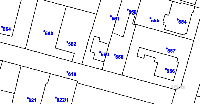 Parcela st. 560 v KÚ Mohelnice, Katastrální mapa