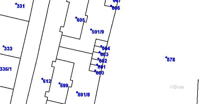 Parcela st. 603 v KÚ Mohelnice, Katastrální mapa