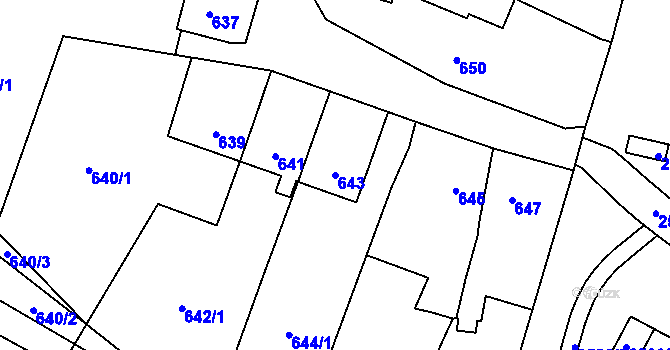 Parcela st. 643 v KÚ Mohelnice, Katastrální mapa