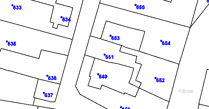 Parcela st. 651 v KÚ Mohelnice, Katastrální mapa