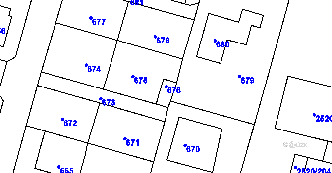Parcela st. 676 v KÚ Mohelnice, Katastrální mapa