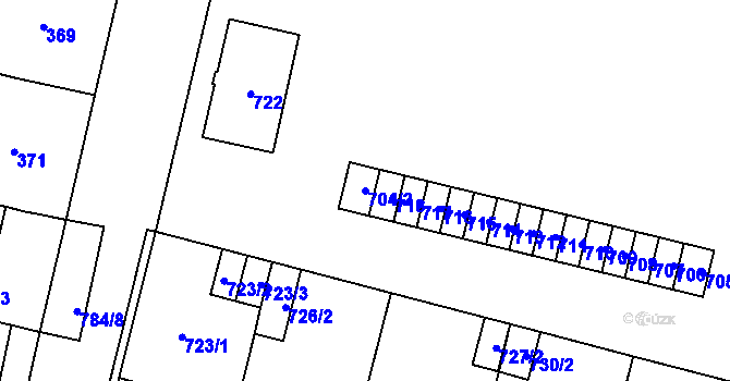 Parcela st. 704/2 v KÚ Mohelnice, Katastrální mapa