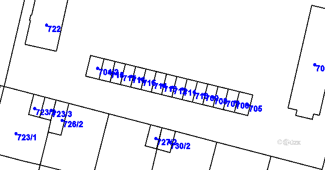 Parcela st. 713 v KÚ Mohelnice, Katastrální mapa