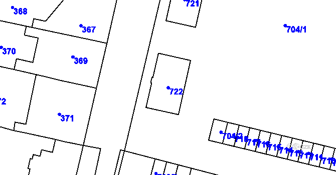 Parcela st. 722 v KÚ Mohelnice, Katastrální mapa