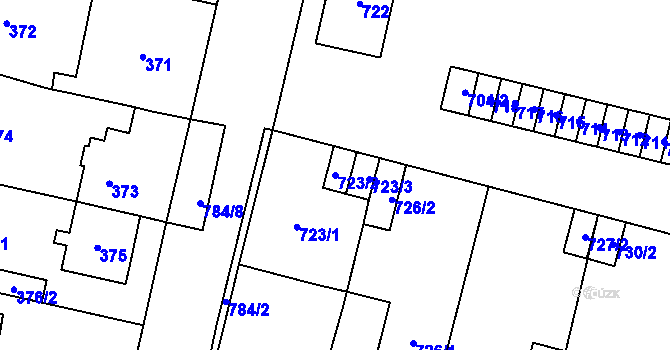 Parcela st. 723/2 v KÚ Mohelnice, Katastrální mapa