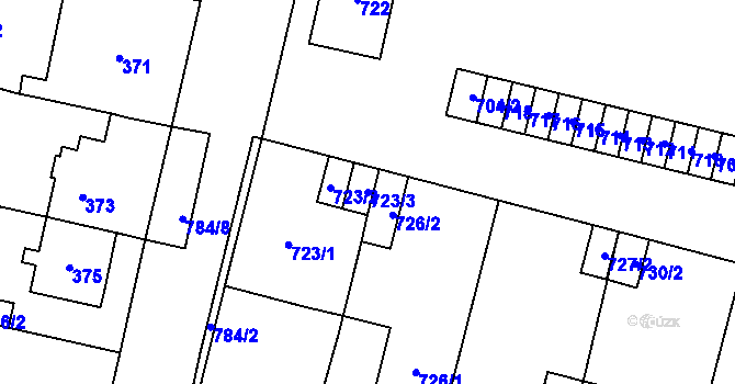 Parcela st. 723/3 v KÚ Mohelnice, Katastrální mapa