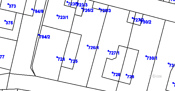 Parcela st. 726/1 v KÚ Mohelnice, Katastrální mapa