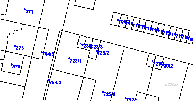 Parcela st. 726/2 v KÚ Mohelnice, Katastrální mapa