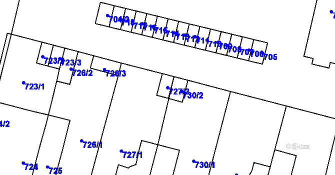 Parcela st. 727/2 v KÚ Mohelnice, Katastrální mapa