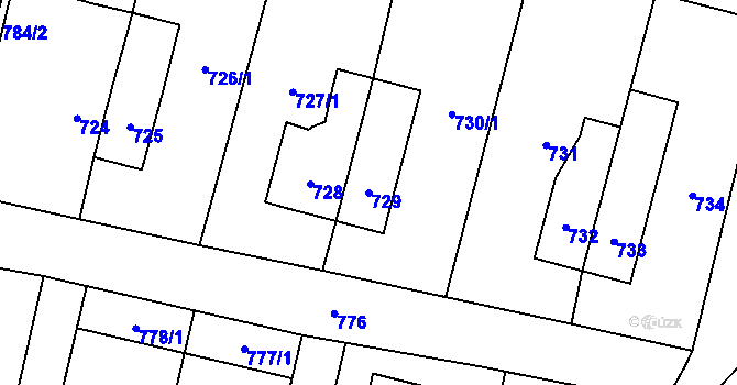 Parcela st. 729 v KÚ Mohelnice, Katastrální mapa