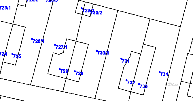 Parcela st. 730/1 v KÚ Mohelnice, Katastrální mapa