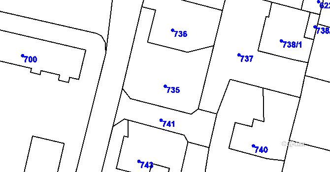 Parcela st. 735 v KÚ Mohelnice, Katastrální mapa
