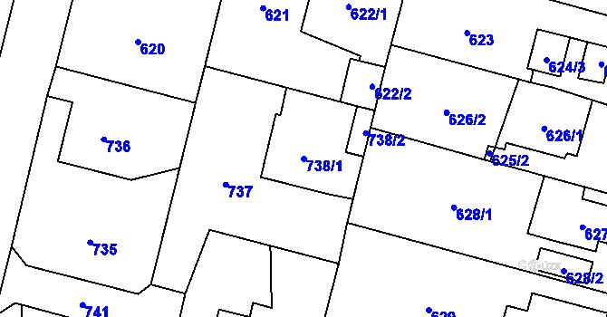Parcela st. 738/1 v KÚ Mohelnice, Katastrální mapa