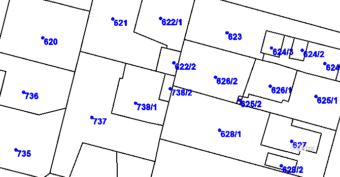 Parcela st. 738/2 v KÚ Mohelnice, Katastrální mapa