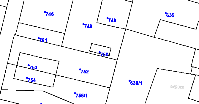 Parcela st. 750 v KÚ Mohelnice, Katastrální mapa