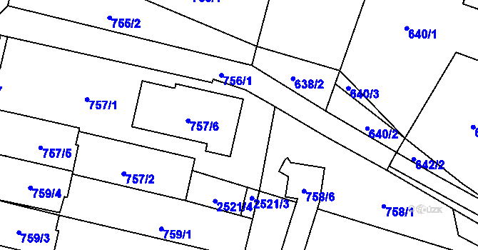 Parcela st. 758/2 v KÚ Mohelnice, Katastrální mapa