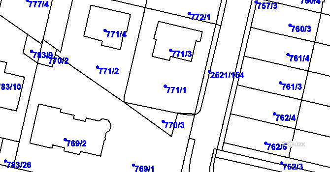 Parcela st. 771/1 v KÚ Mohelnice, Katastrální mapa