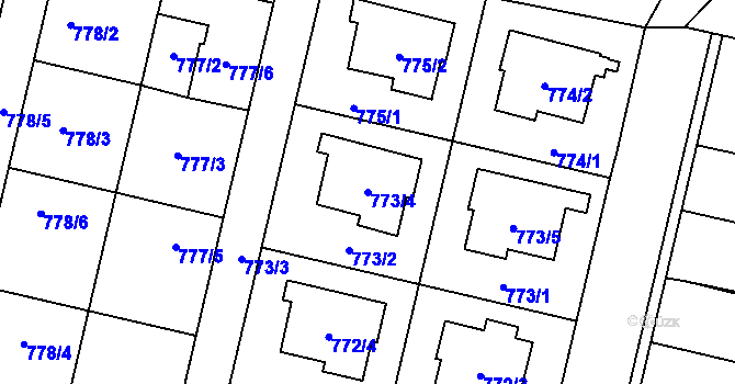 Parcela st. 773/4 v KÚ Mohelnice, Katastrální mapa