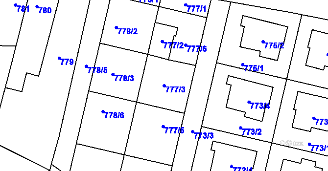 Parcela st. 777/3 v KÚ Mohelnice, Katastrální mapa