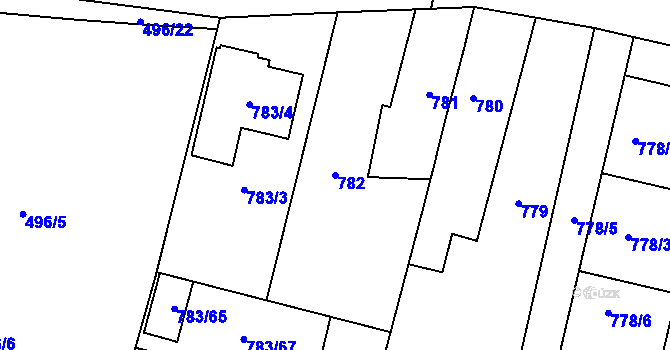 Parcela st. 782 v KÚ Mohelnice, Katastrální mapa