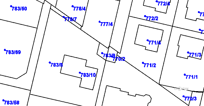 Parcela st. 783/9 v KÚ Mohelnice, Katastrální mapa