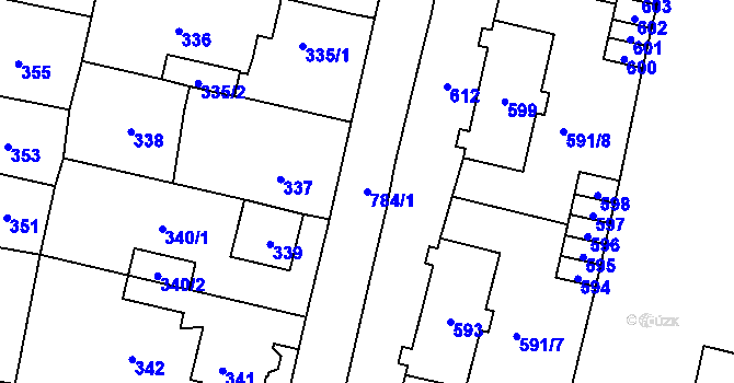 Parcela st. 784/1 v KÚ Mohelnice, Katastrální mapa