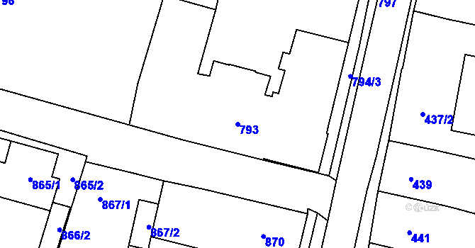 Parcela st. 793 v KÚ Mohelnice, Katastrální mapa