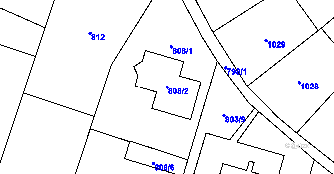 Parcela st. 808/2 v KÚ Mohelnice, Katastrální mapa