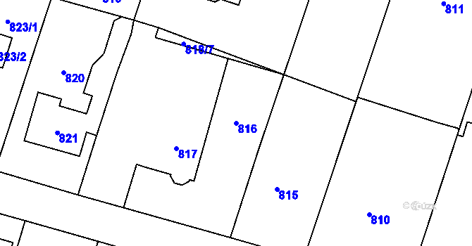 Parcela st. 816 v KÚ Mohelnice, Katastrální mapa