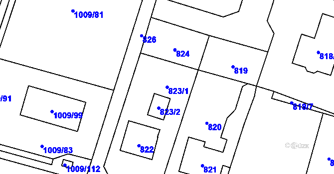 Parcela st. 823/1 v KÚ Mohelnice, Katastrální mapa