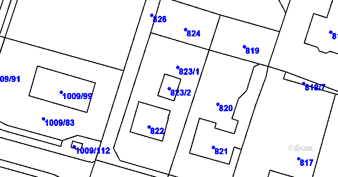 Parcela st. 823/2 v KÚ Mohelnice, Katastrální mapa