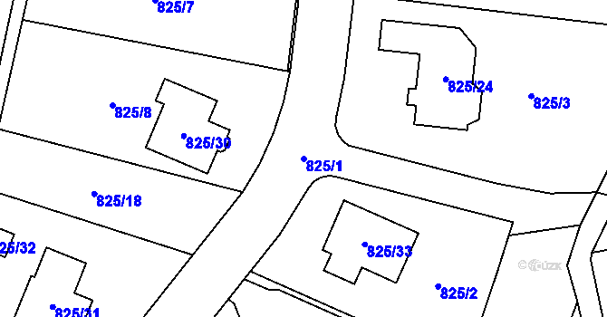 Parcela st. 825/1 v KÚ Mohelnice, Katastrální mapa