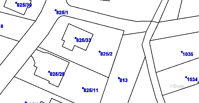 Parcela st. 825/2 v KÚ Mohelnice, Katastrální mapa
