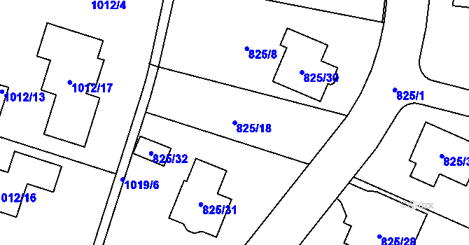 Parcela st. 825/18 v KÚ Mohelnice, Katastrální mapa