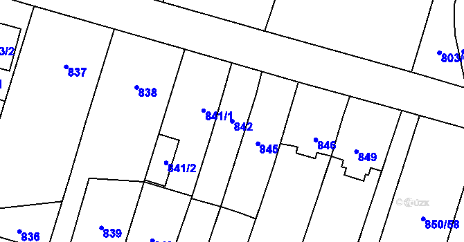 Parcela st. 842 v KÚ Mohelnice, Katastrální mapa