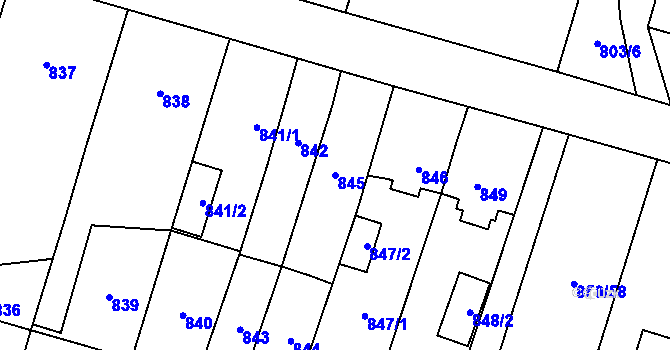 Parcela st. 845 v KÚ Mohelnice, Katastrální mapa
