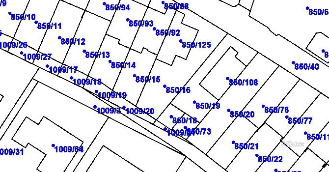 Parcela st. 850/16 v KÚ Mohelnice, Katastrální mapa