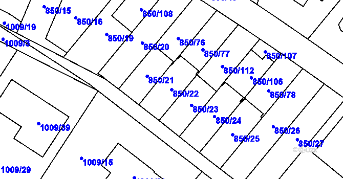 Parcela st. 850/22 v KÚ Mohelnice, Katastrální mapa
