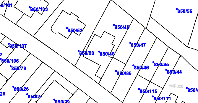 Parcela st. 850/48 v KÚ Mohelnice, Katastrální mapa