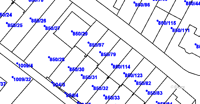 Parcela st. 850/79 v KÚ Mohelnice, Katastrální mapa