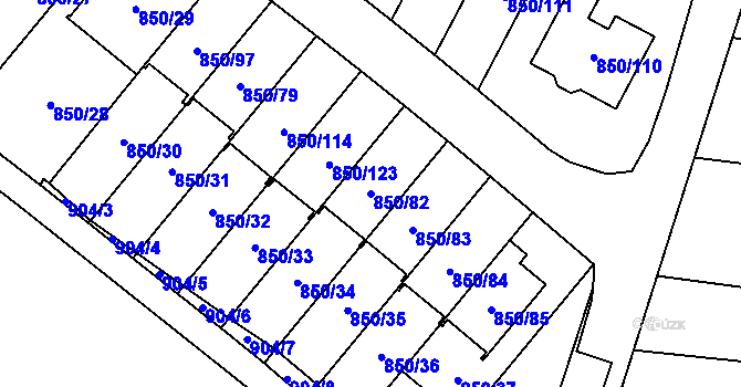 Parcela st. 850/82 v KÚ Mohelnice, Katastrální mapa