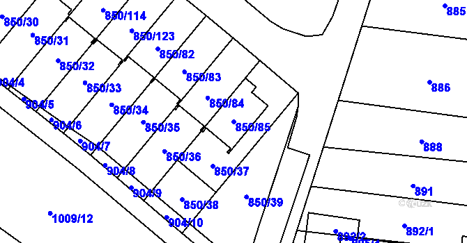 Parcela st. 850/85 v KÚ Mohelnice, Katastrální mapa